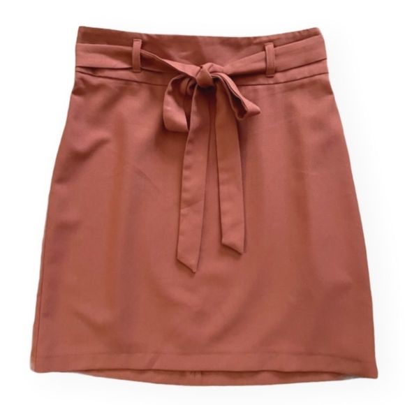 ASOS burnt‎ orange bow tie mini pencil skirt - Picture 1 of 10